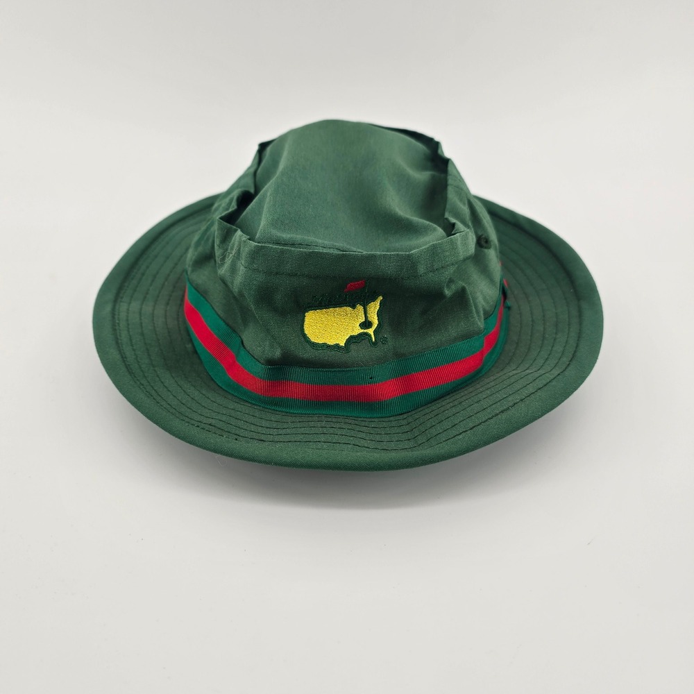 The Masters Tournament Green Bucket Hat Golf Sun Hat Red Green Striped Band L/XL